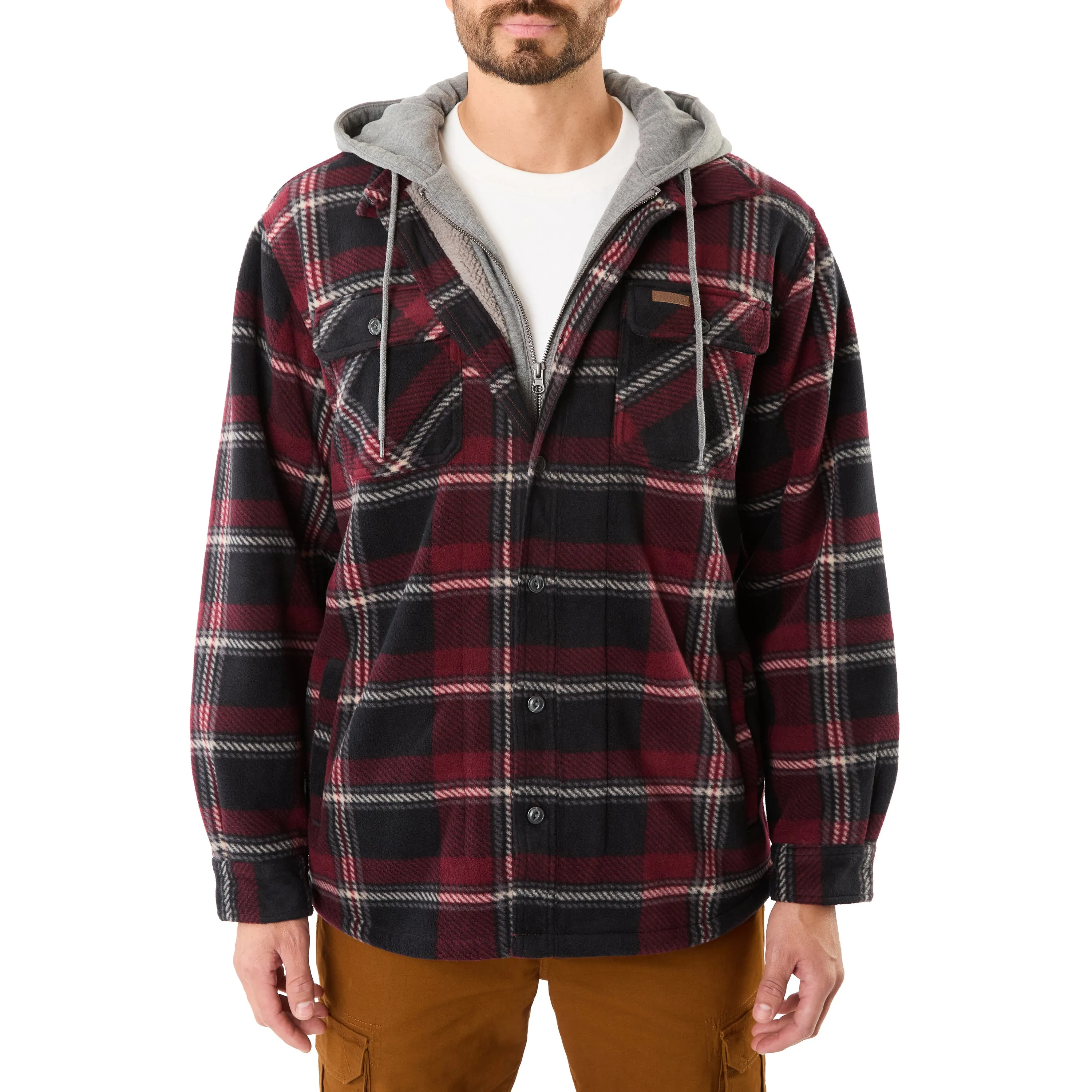 SHERPA-LINED MICROFLEECE SHIRT JACKET