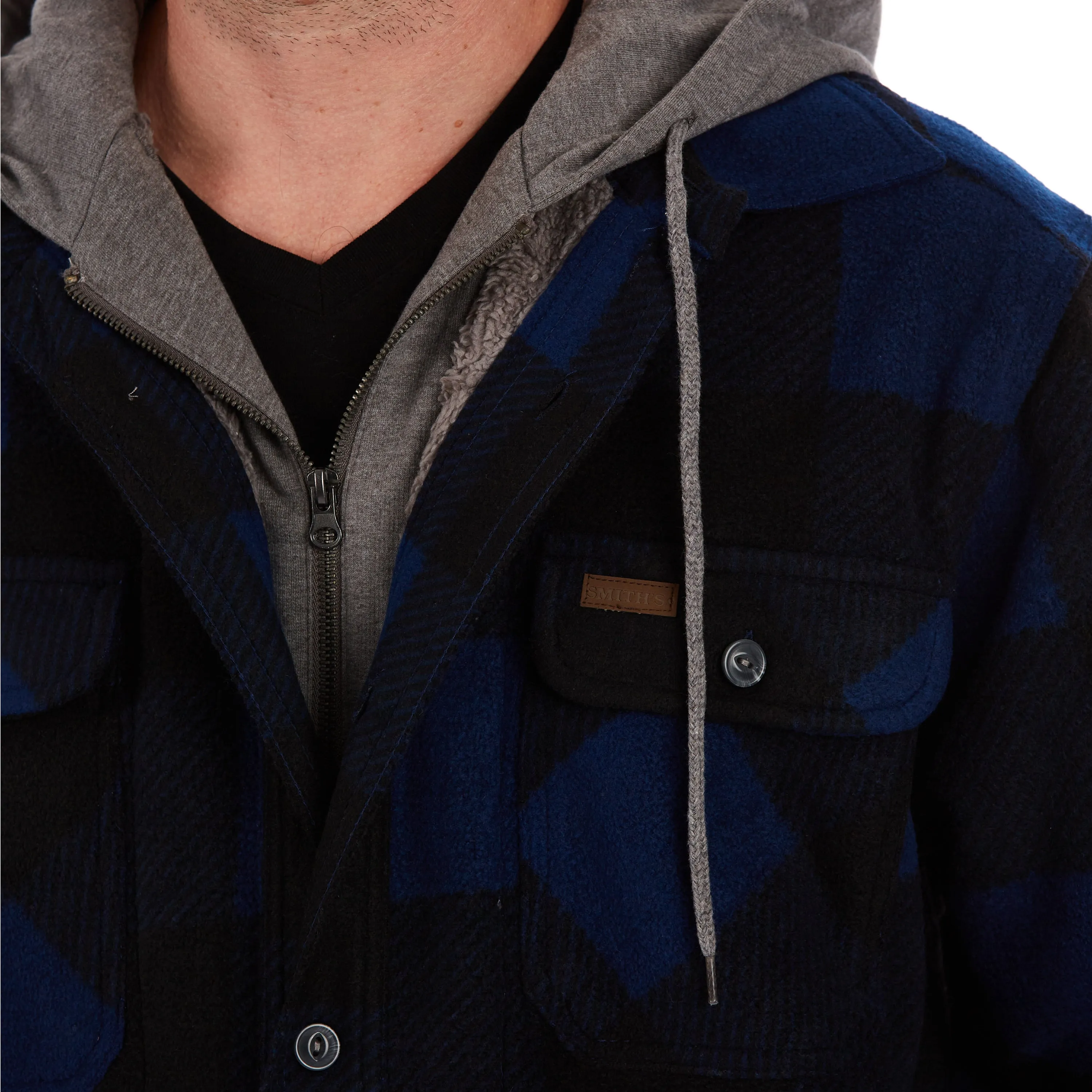 SHERPA-LINED MICROFLEECE SHIRT JACKET