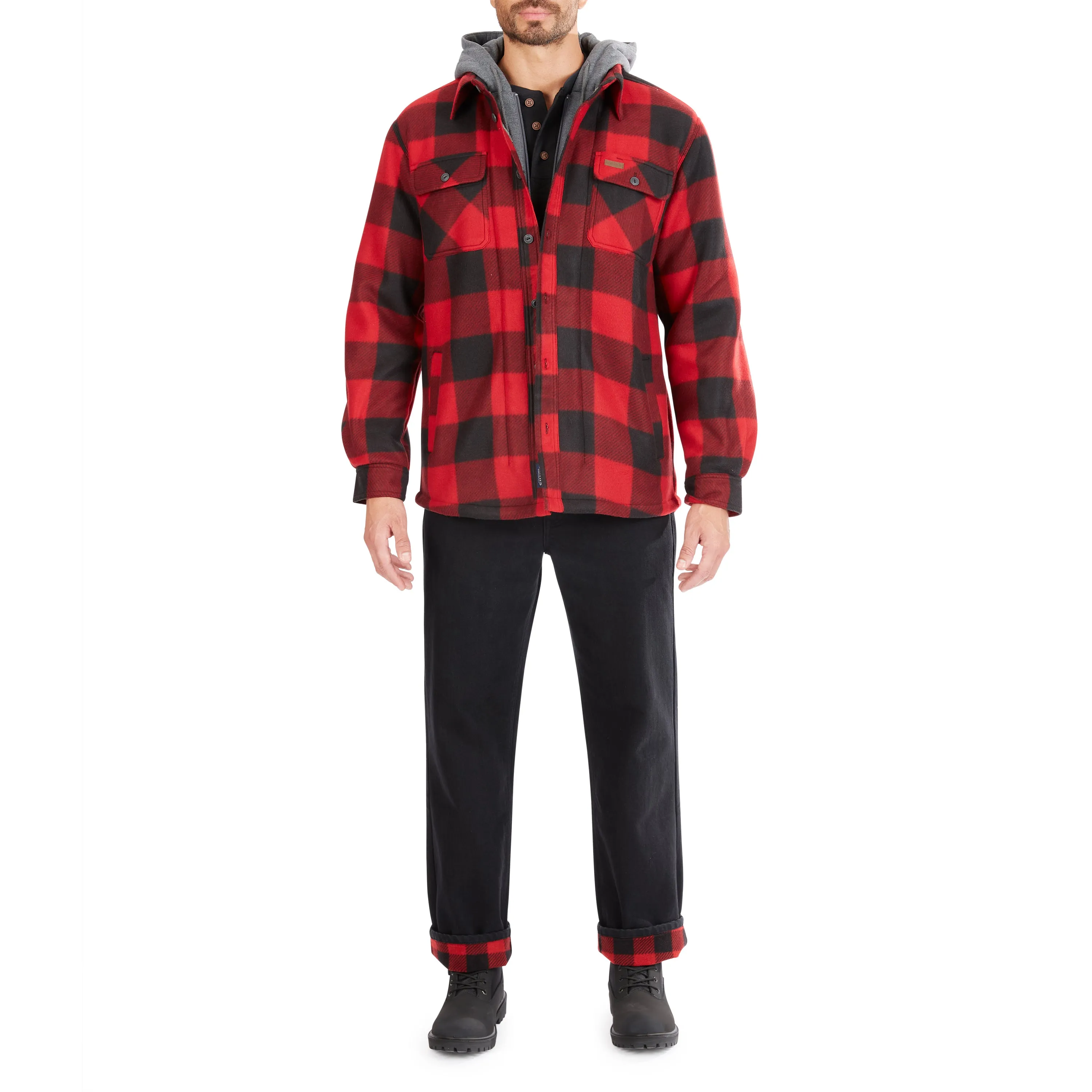 SHERPA-LINED MICROFLEECE SHIRT JACKET