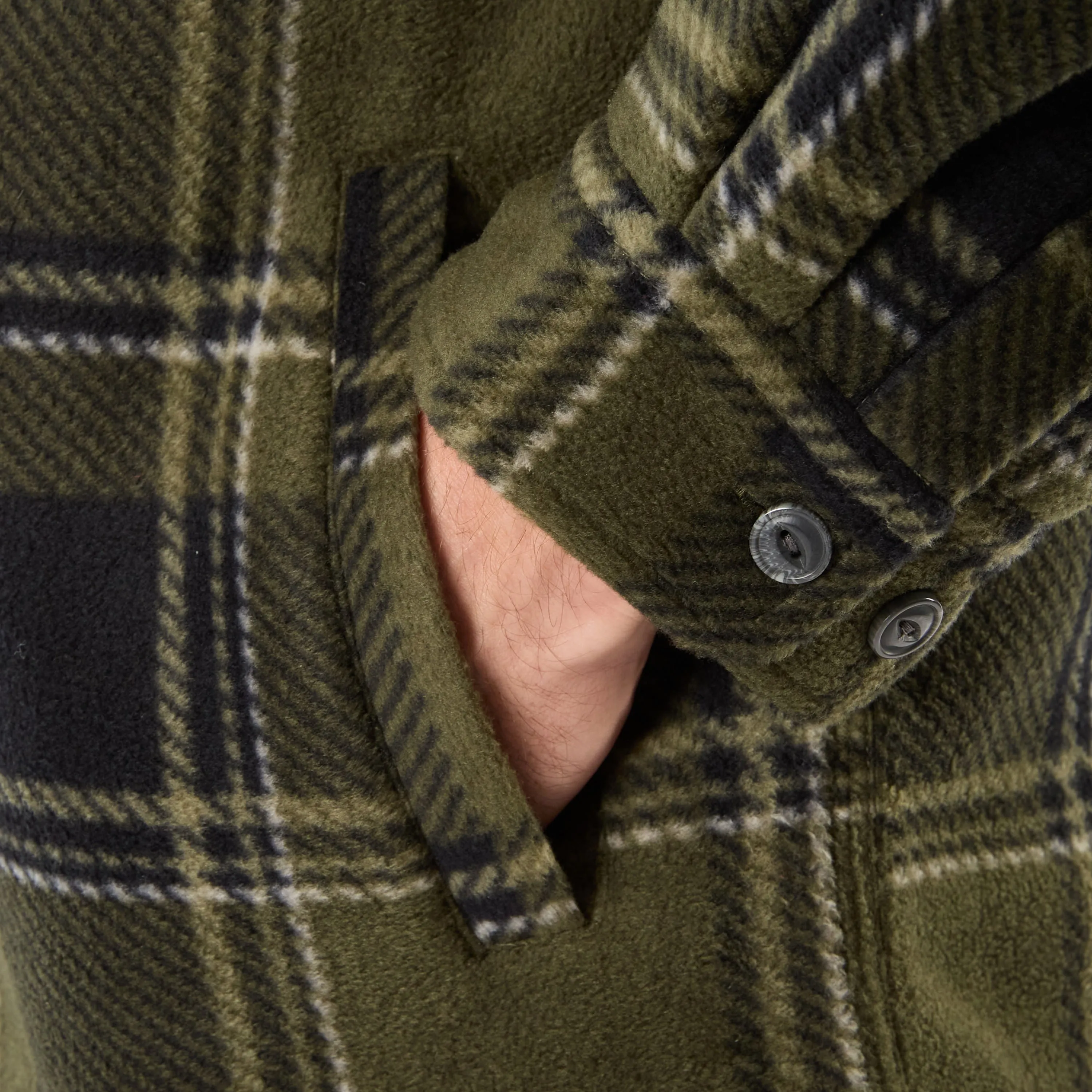 SHERPA-LINED MICROFLEECE SHIRT JACKET