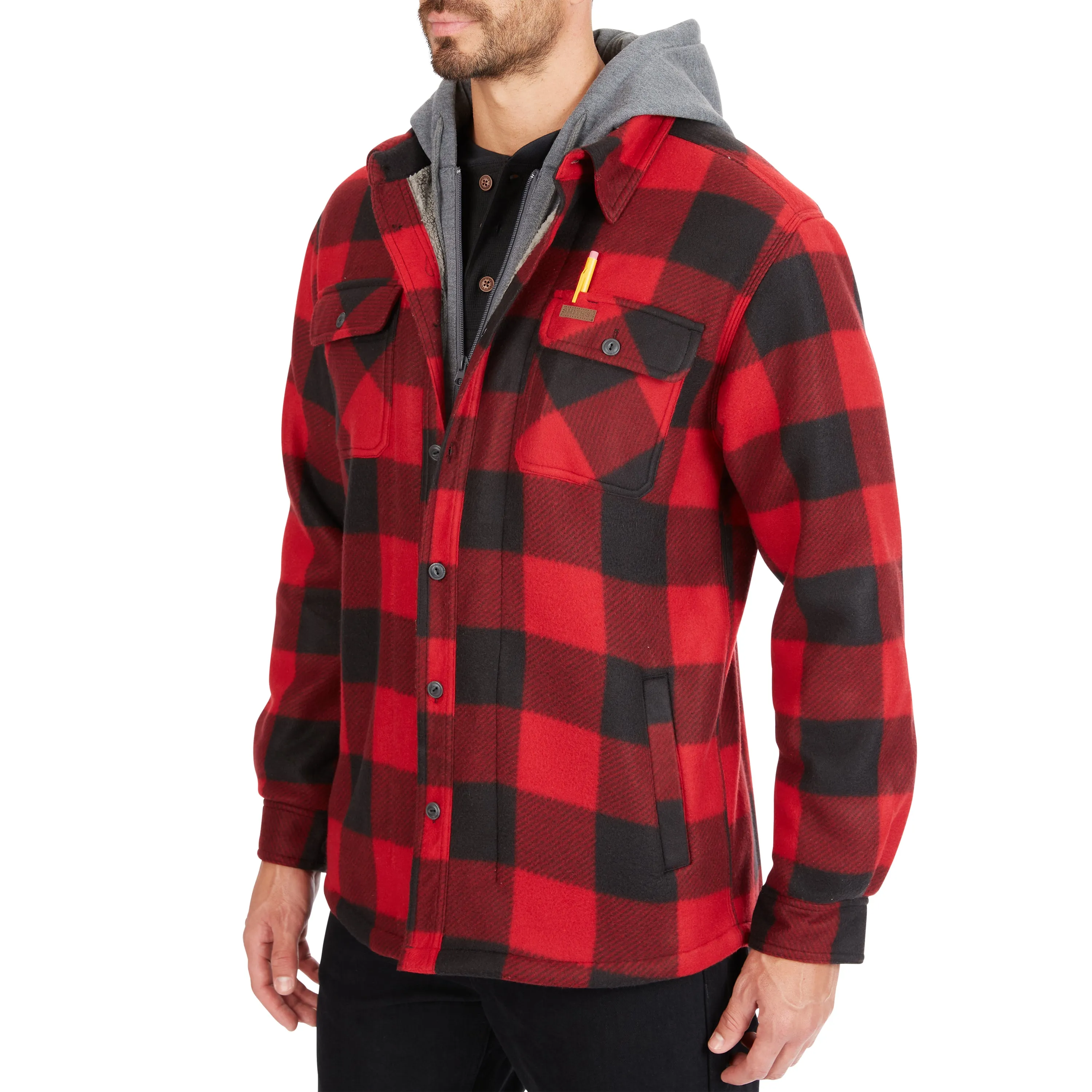 SHERPA-LINED MICROFLEECE SHIRT JACKET