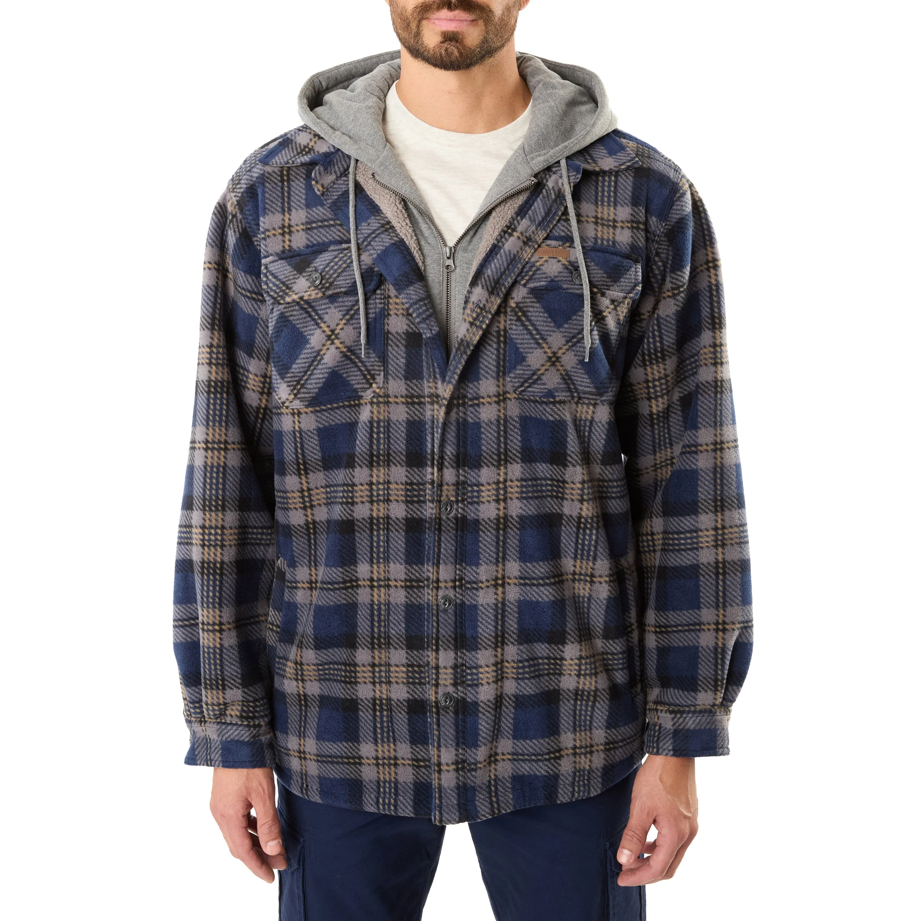 SHERPA-LINED MICROFLEECE SHIRT JACKET