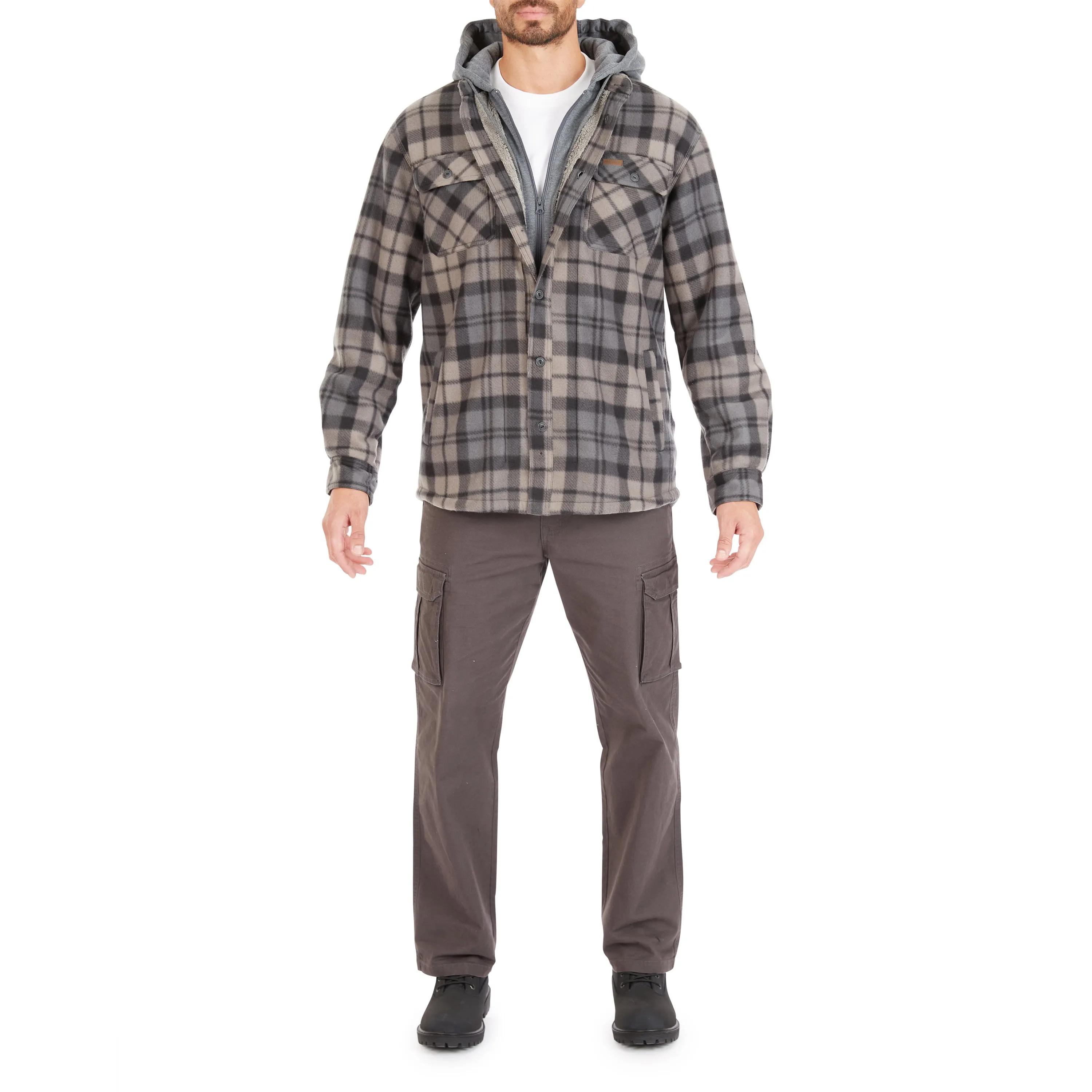 SHERPA-LINED MICROFLEECE SHIRT JACKET