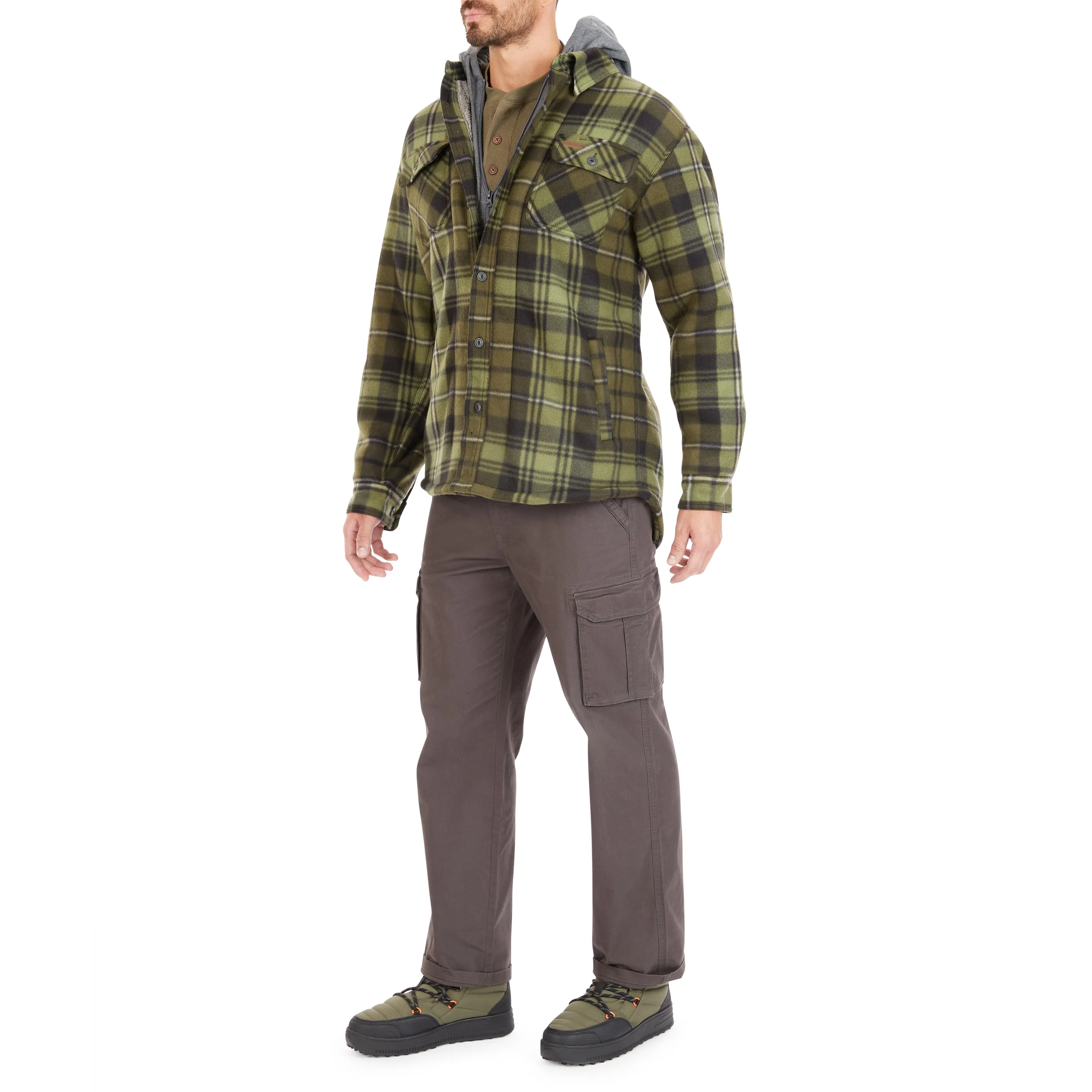 SHERPA-LINED MICROFLEECE SHIRT JACKET