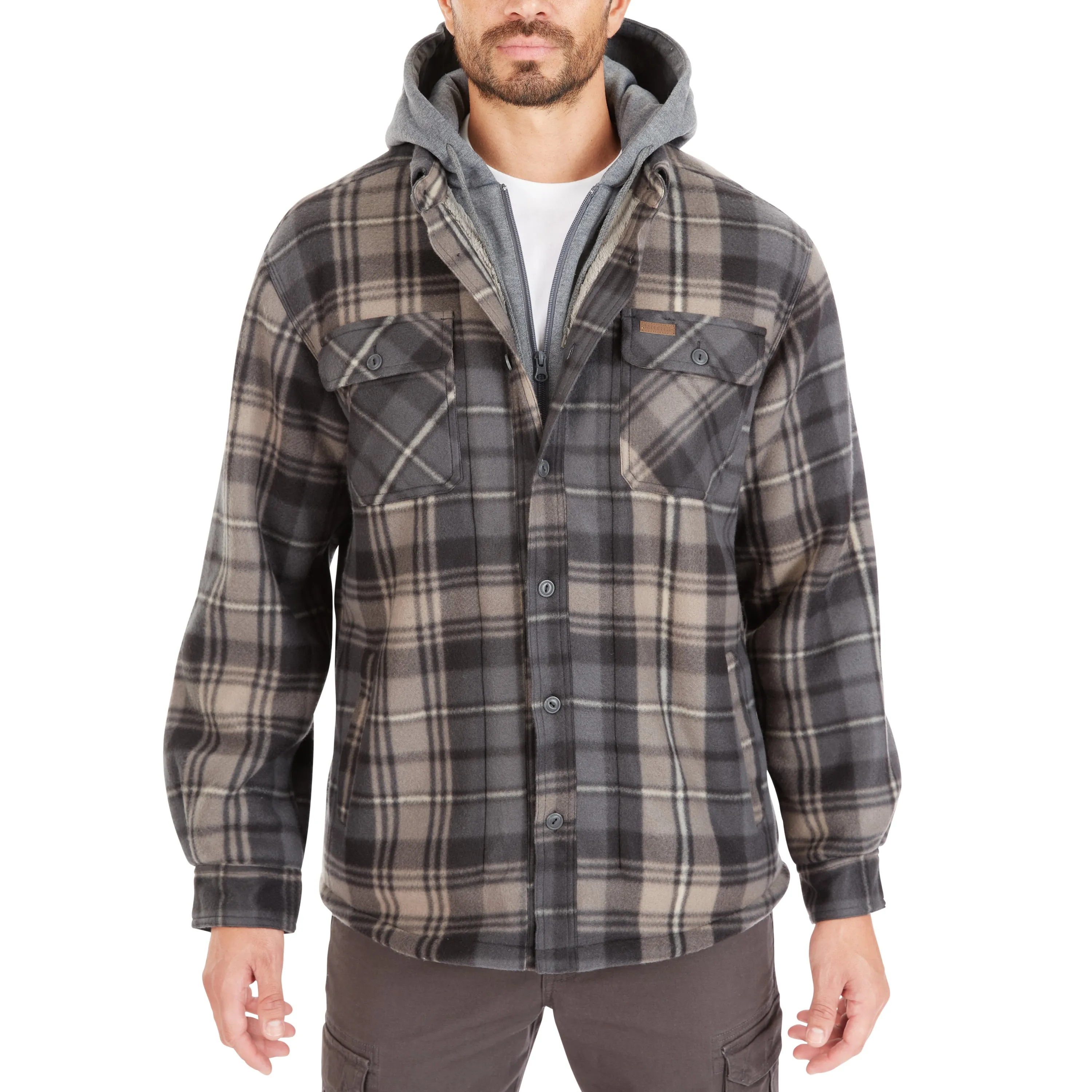 SHERPA-LINED MICROFLEECE SHIRT JACKET