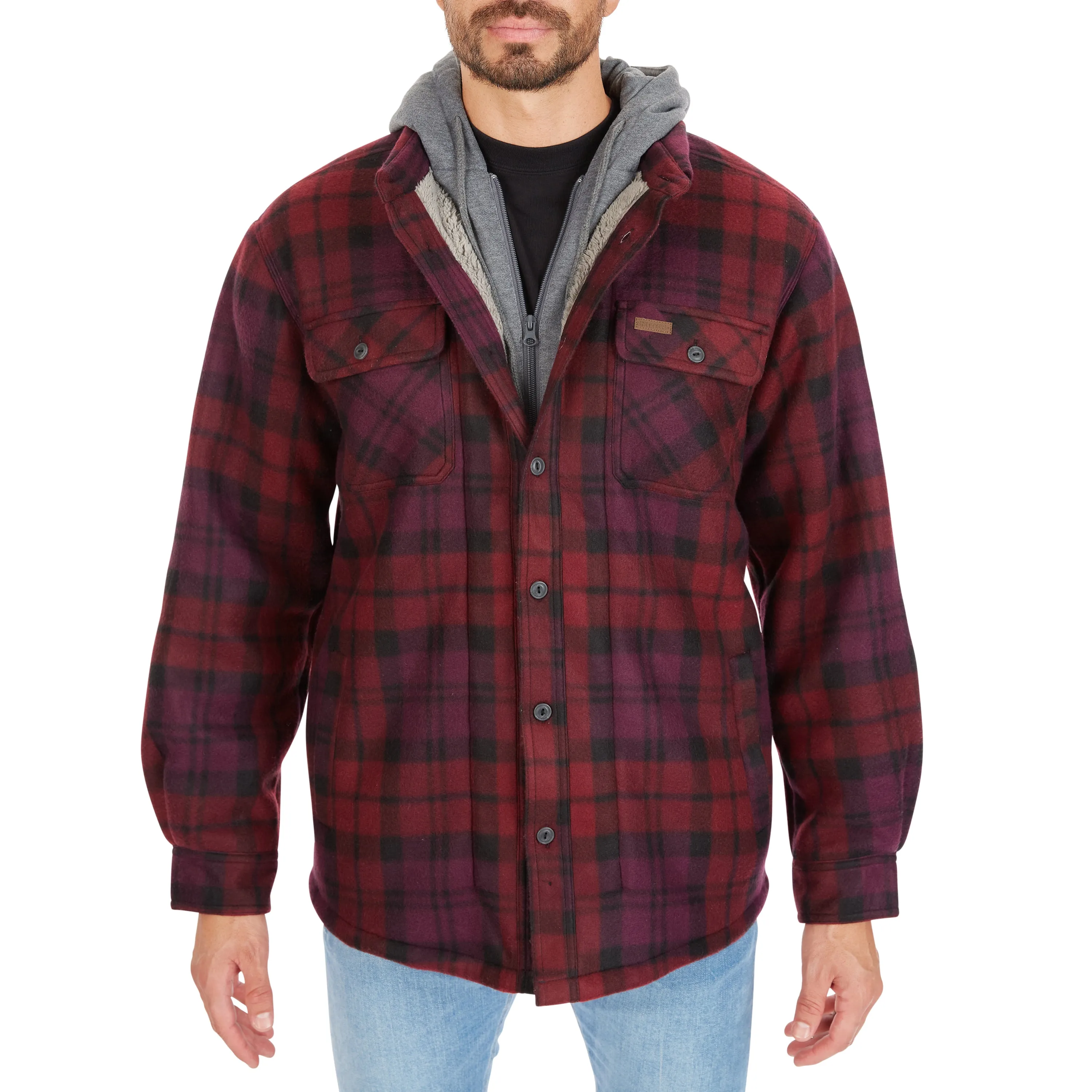 SHERPA-LINED MICROFLEECE SHIRT JACKET