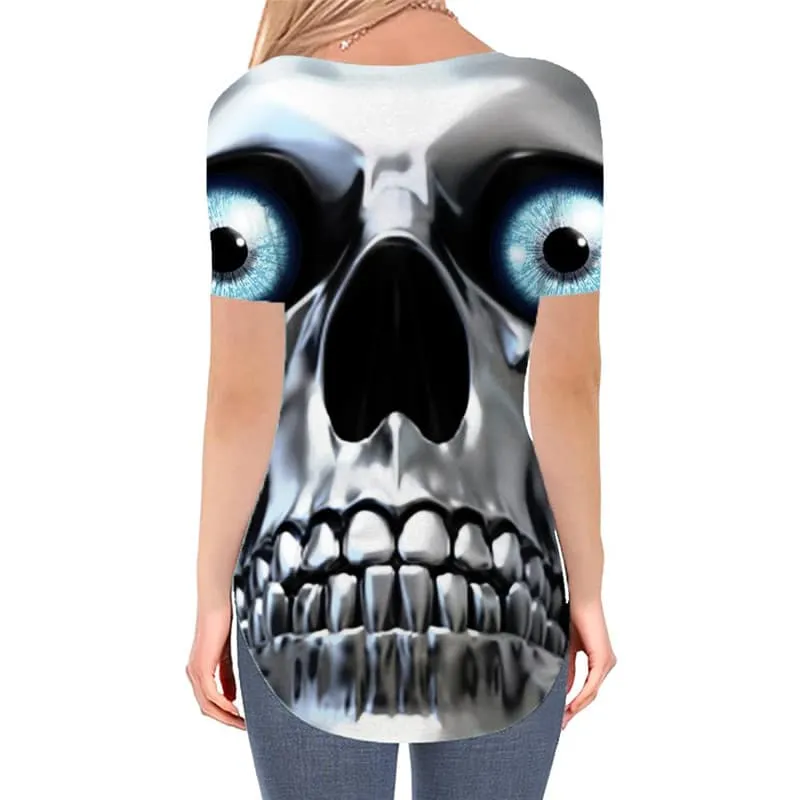 Skull T Shirt Women Punk Shirt Print Metal Funny T shirts Robot T-shirts 3d