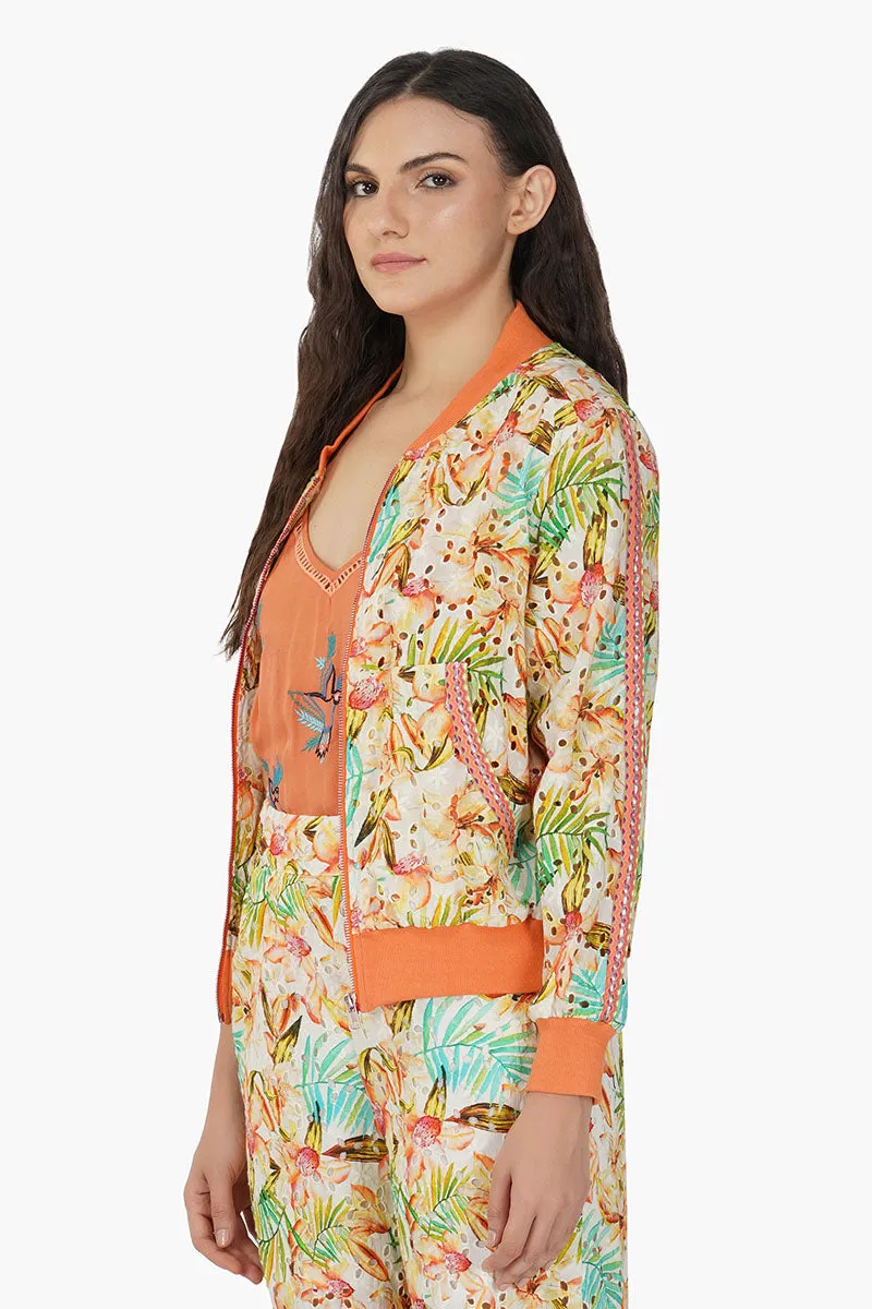 Tangerine Floral Bomber