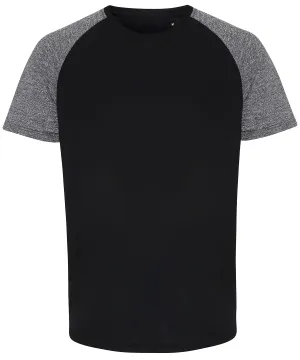 TriDri® contrast sleeve performance t-shirt | Black/Black Melange