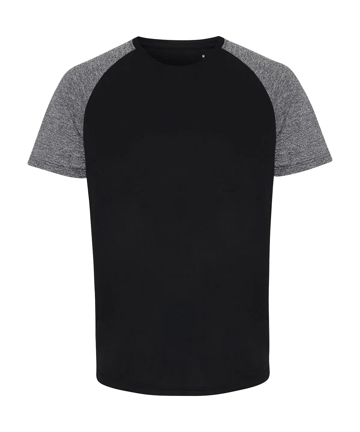 TriDri® contrast sleeve performance t-shirt | Black/Black Melange