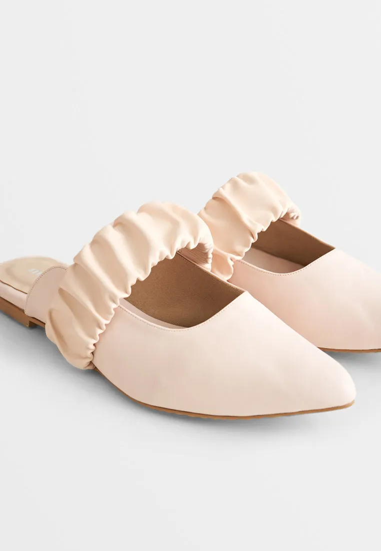 Trini Ruched Strap Pointed Slip On Flats