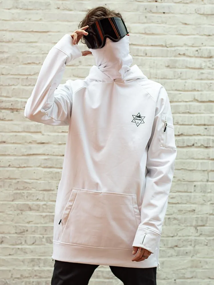 Unisex White Pullover Snowboard Hoodie