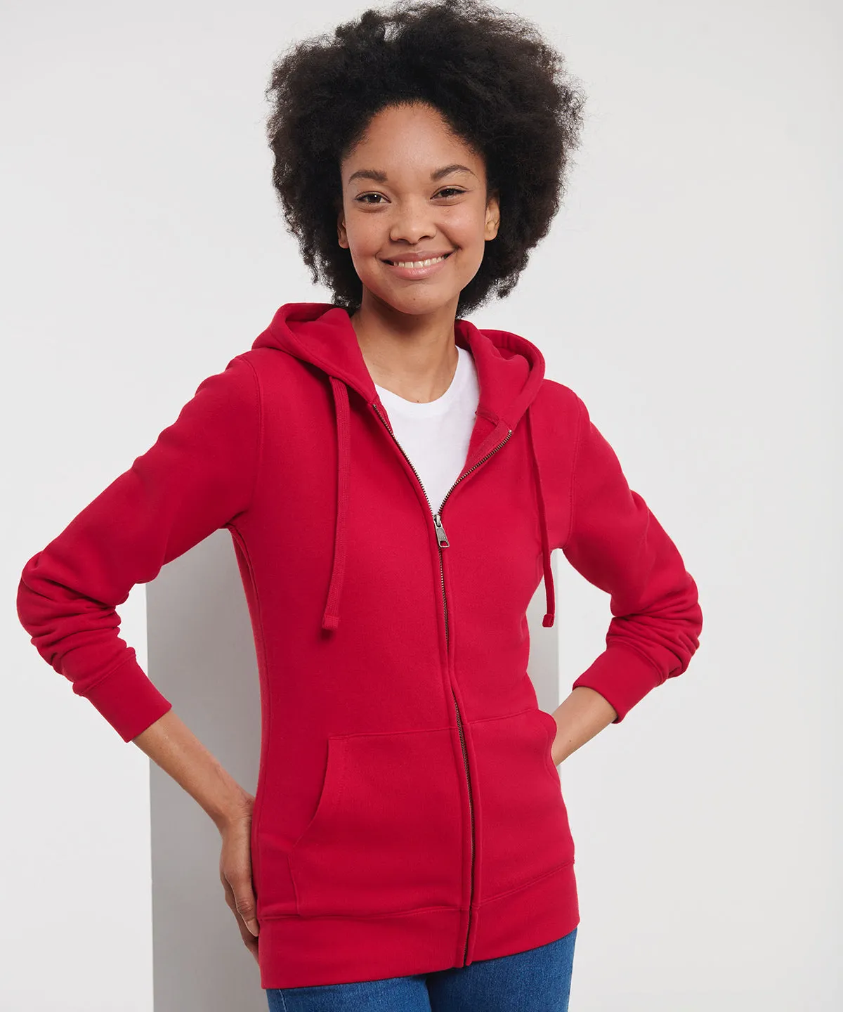 Womens authentic zipped hooded sweatshirt | Fuchsia