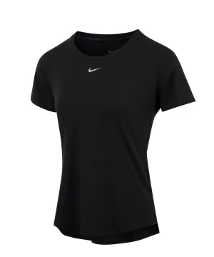 Womens Nike One Luxe Dri-FIT short sleeve standard fit top | Black/Reflective Silver